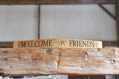 WELCOME FRIENDS Finger Lakes Wine Barrel Stave - Staving Artist Woodwork